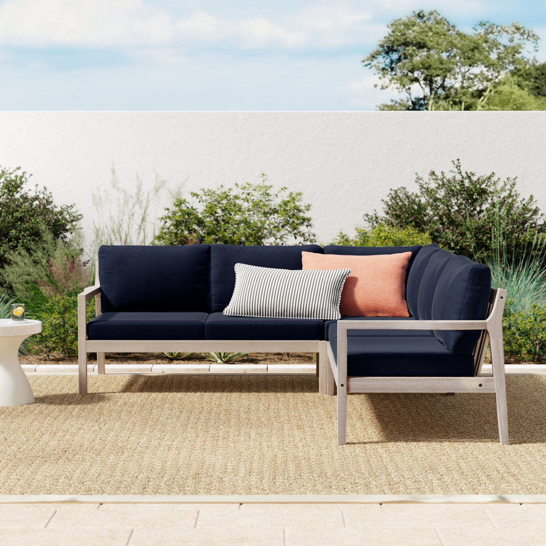 Amina 3 Piece Outdoor Acacia L Shape Sectional 
